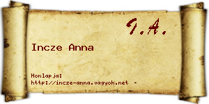 Incze Anna névjegykártya